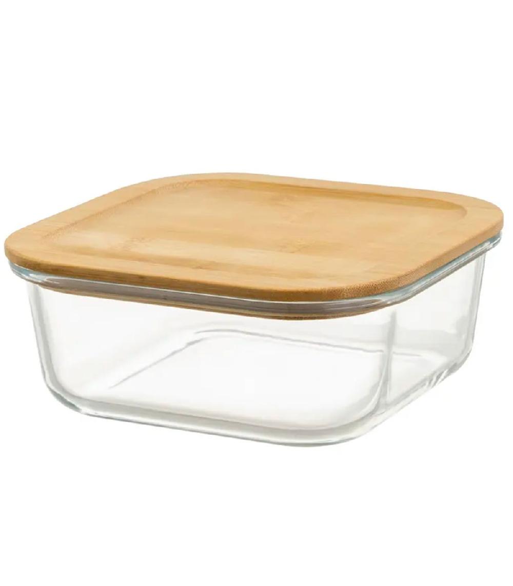 wadiga Boîte de conservation en verre et bambou 1200ml