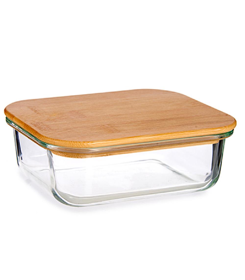 Wadiga Boîte De Conservation Rectangulaire En Verre Avec Couvercle Hermétique En Bambou - 64cl