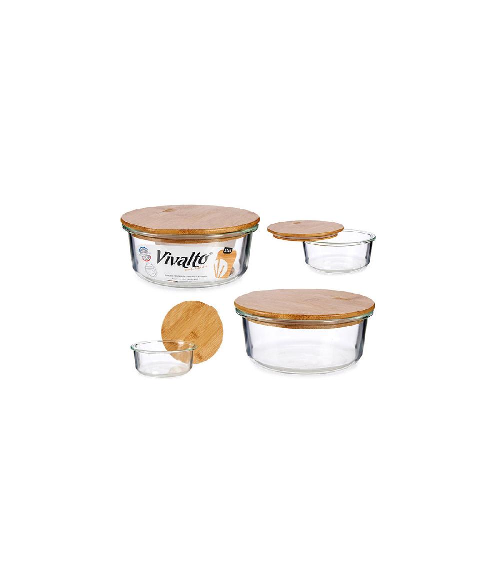 Wadiga Boîte De Conservation Ronde En Verre Avec Couvercle Hermétique En Bambou - 62cl