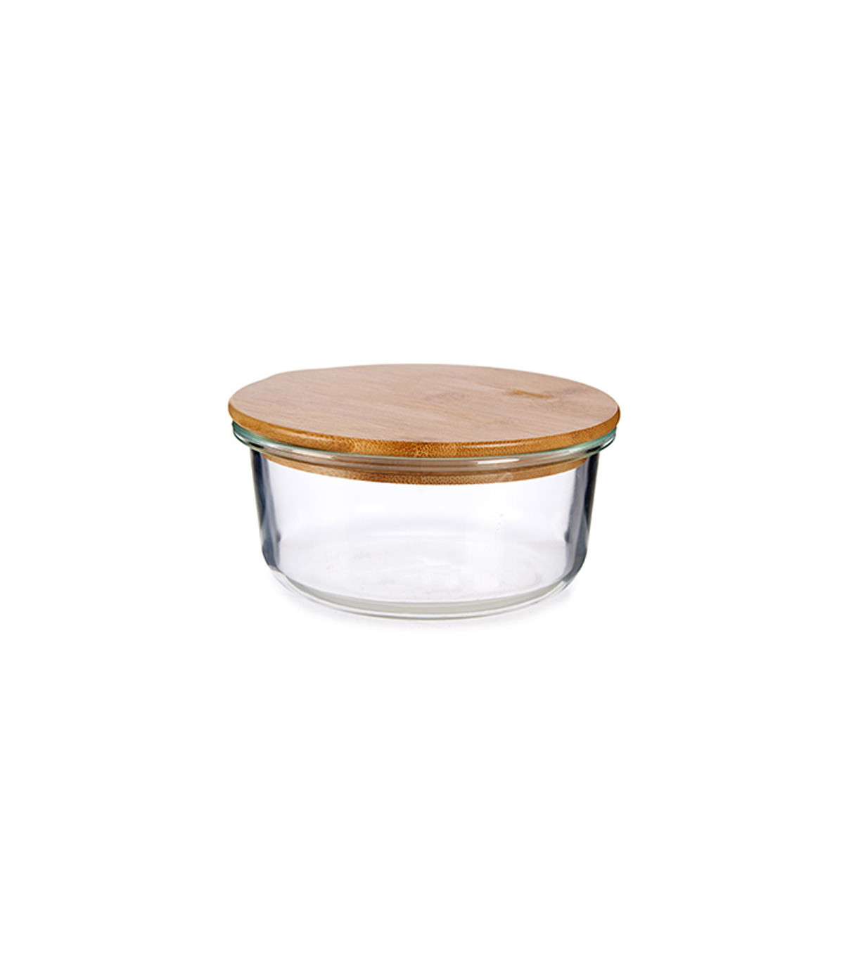 wadiga Boîte de Conservation Ronde en Verre avec Couvercle Hermétique en Bambou - 62cl