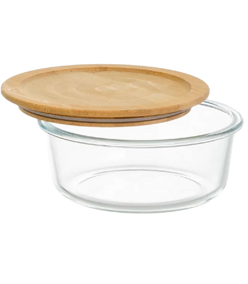 Wadiga Boîte De Conservation Ronde En Verre Et Bambou 1300ml