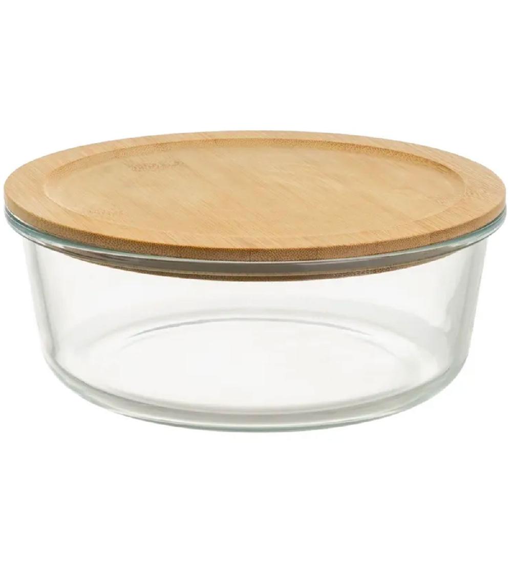 wadiga Boîte de conservation ronde en verre et bambou 1300ml
