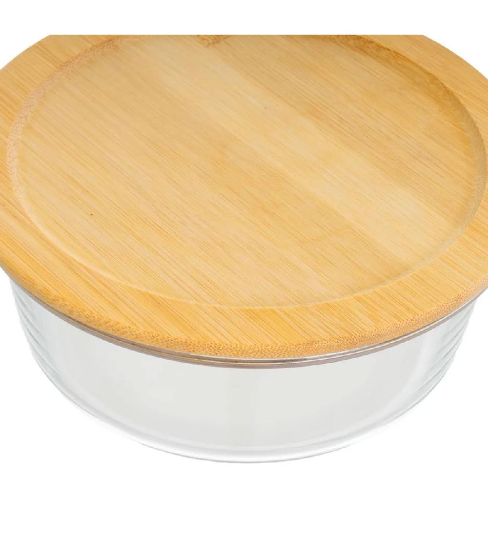 Wadiga Boîte De Conservation Ronde En Verre Et Bambou 950ml