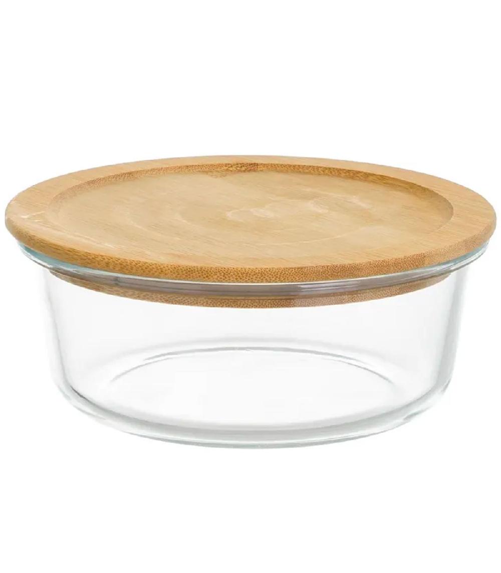 wadiga Boîte de conservation ronde en verre et bambou 950ml