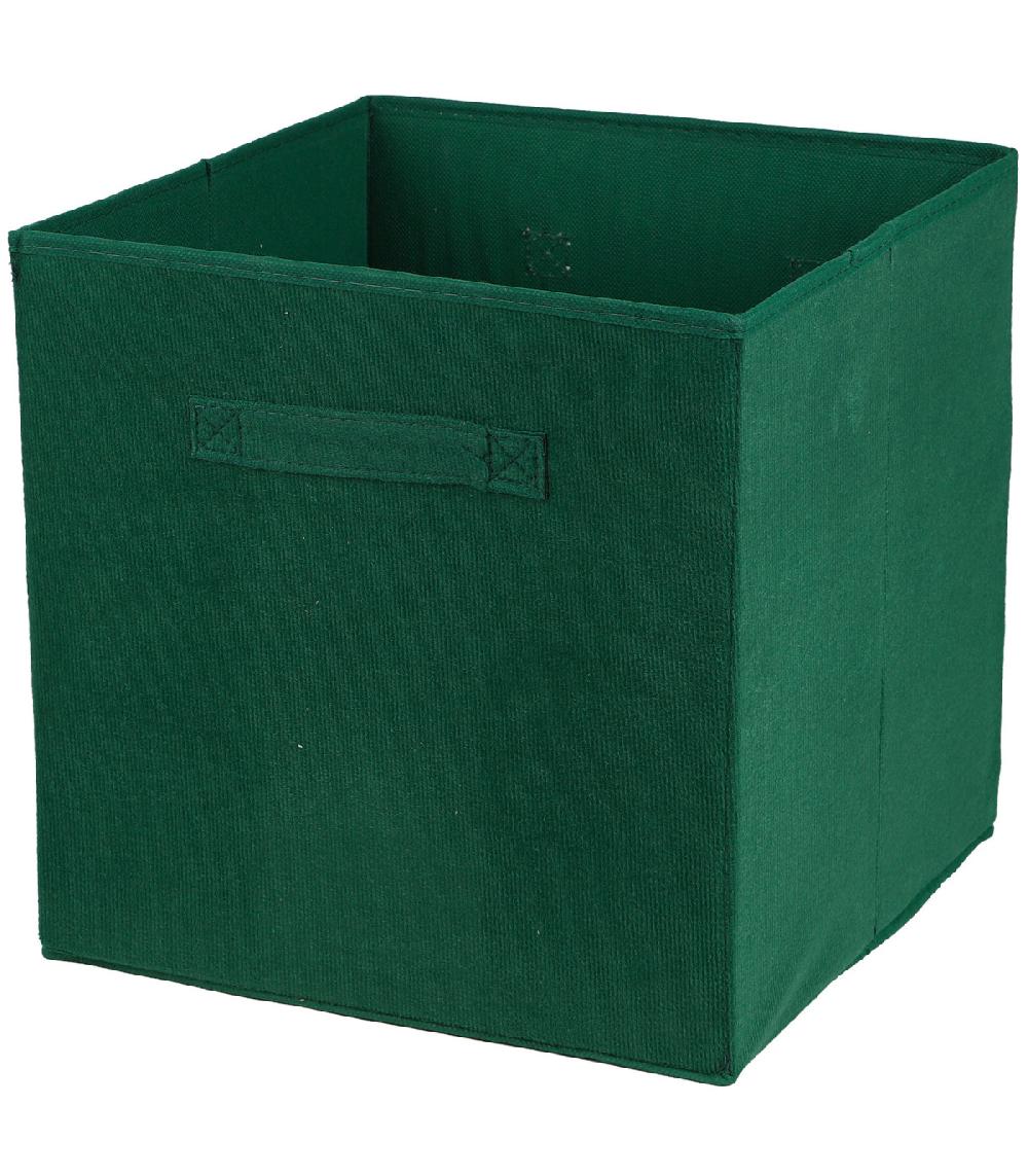 wadiga Boîte de rangement cube en velours côtelé vert 31x31x31cm