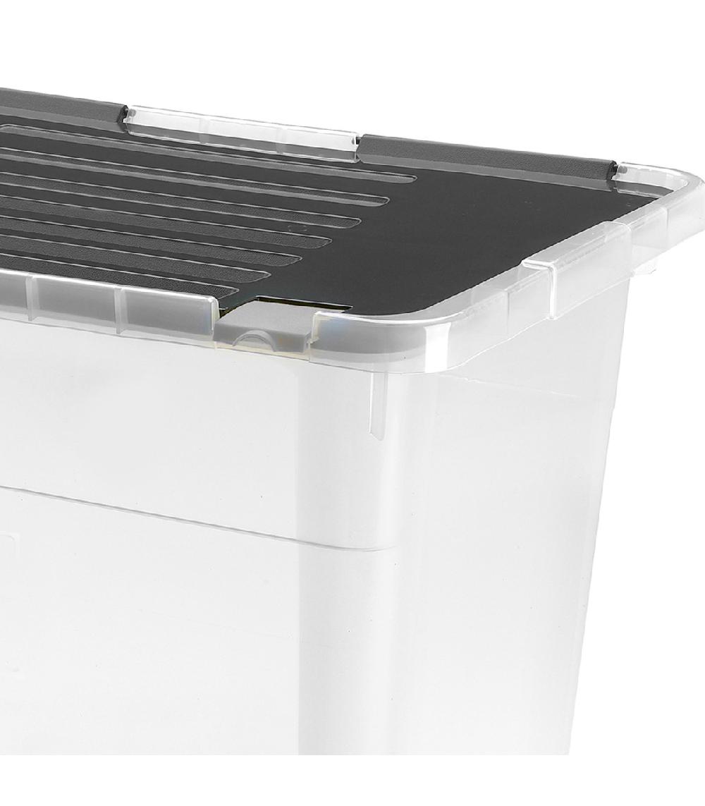 Wadiga Boîte De Rangement Plastique Transparent Couvercle Clip 100L