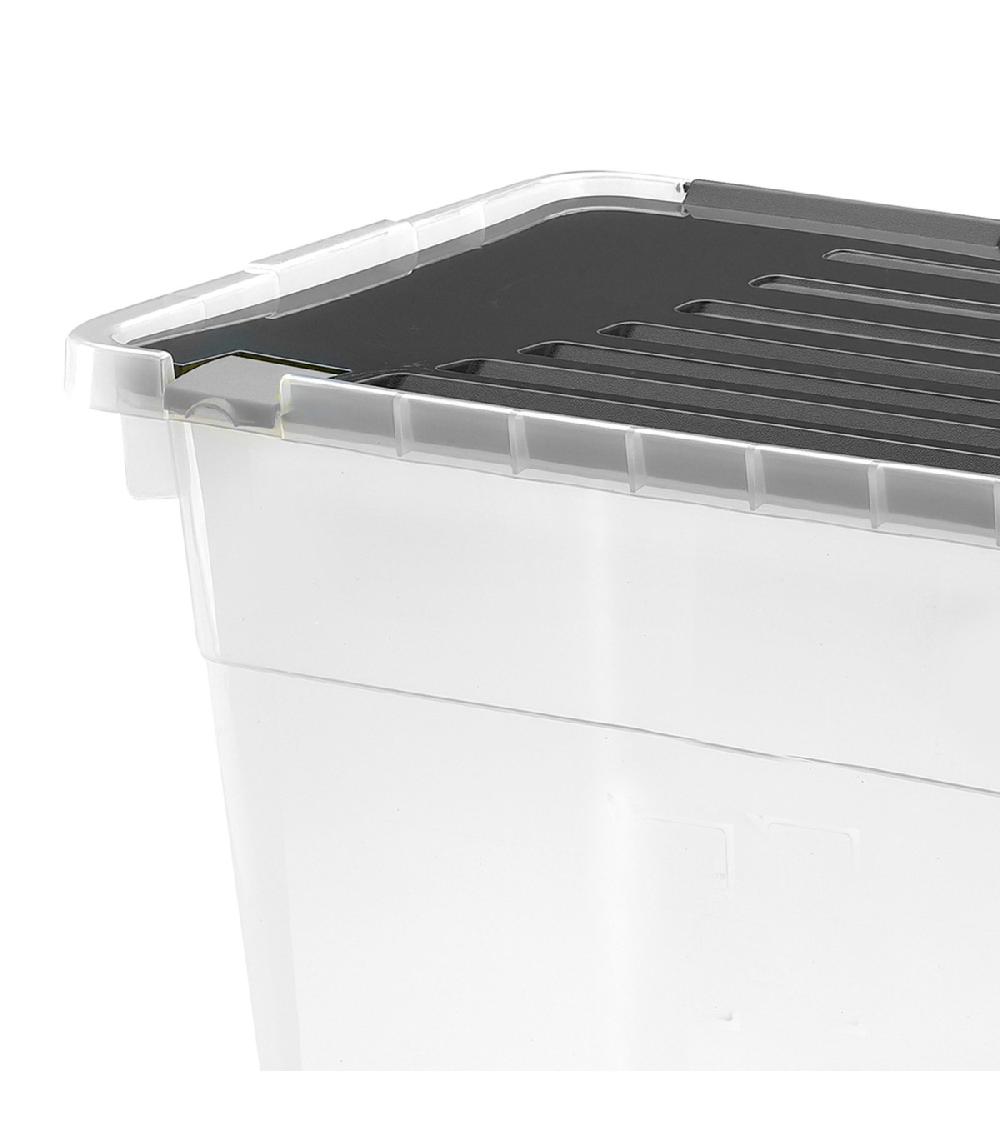 Wadiga Boîte De Rangement Plastique Transparent Couvercle Clip 100L