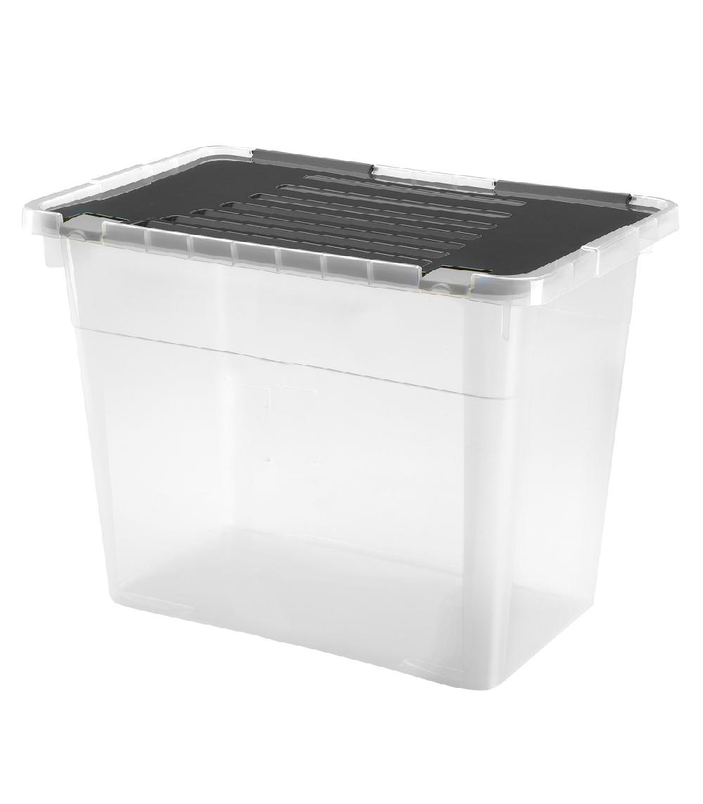 wadiga Boîte de rangement plastique transparent couvercle clip 100L
