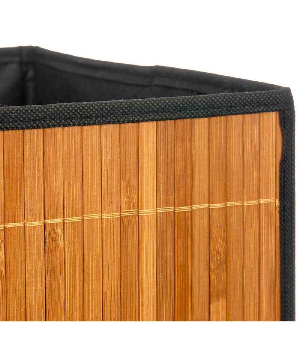 Wadiga Boîte De Rangement Tissu Noir Et Bambou 32x33x33cm