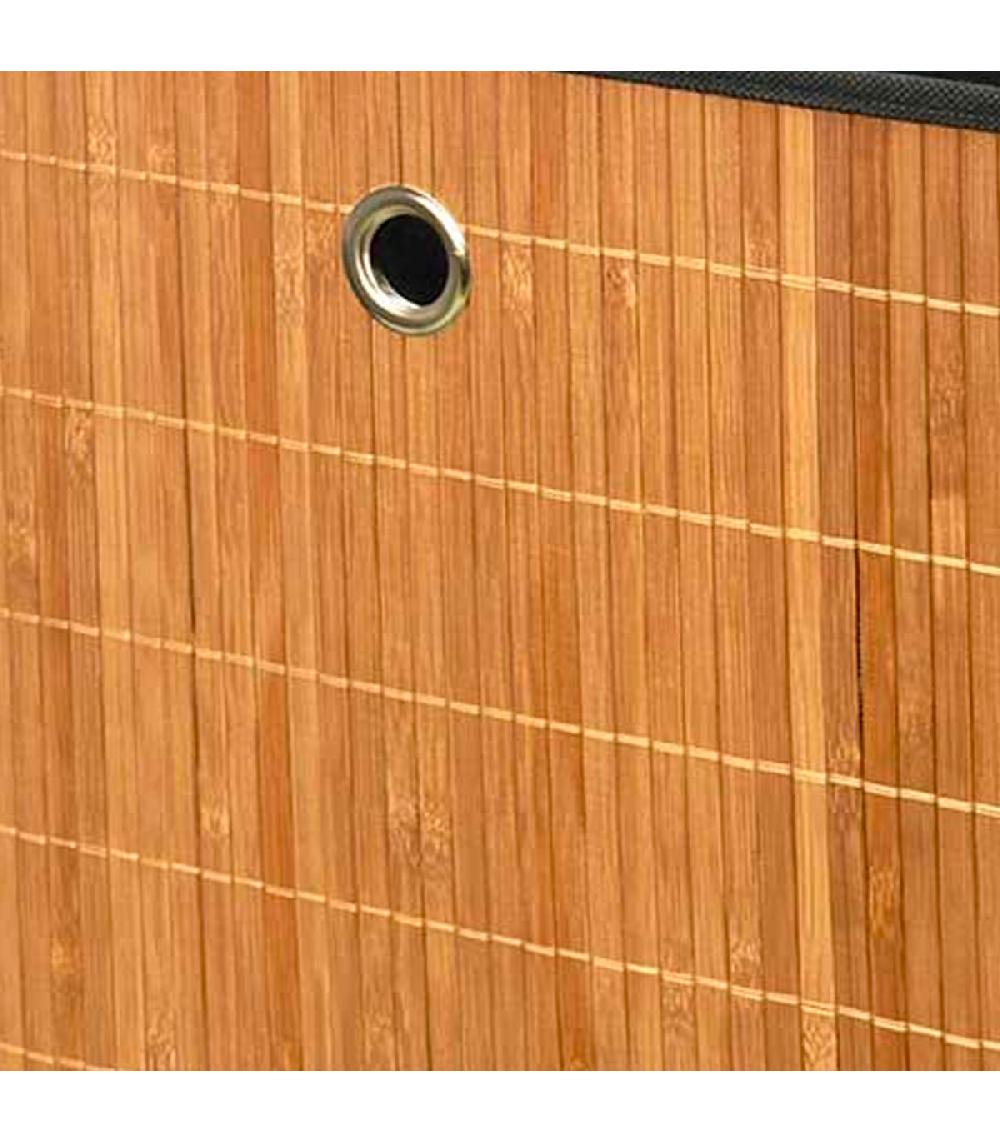 Wadiga Boîte De Rangement Tissu Noir Et Bambou 32x33x33cm