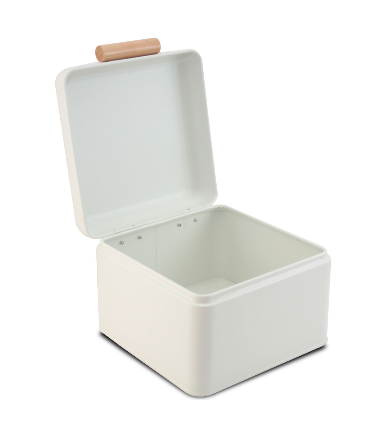 Wadiga Boîte Organisation De La Cuisine En Métal Blanc Et Bois 20x20x14cm