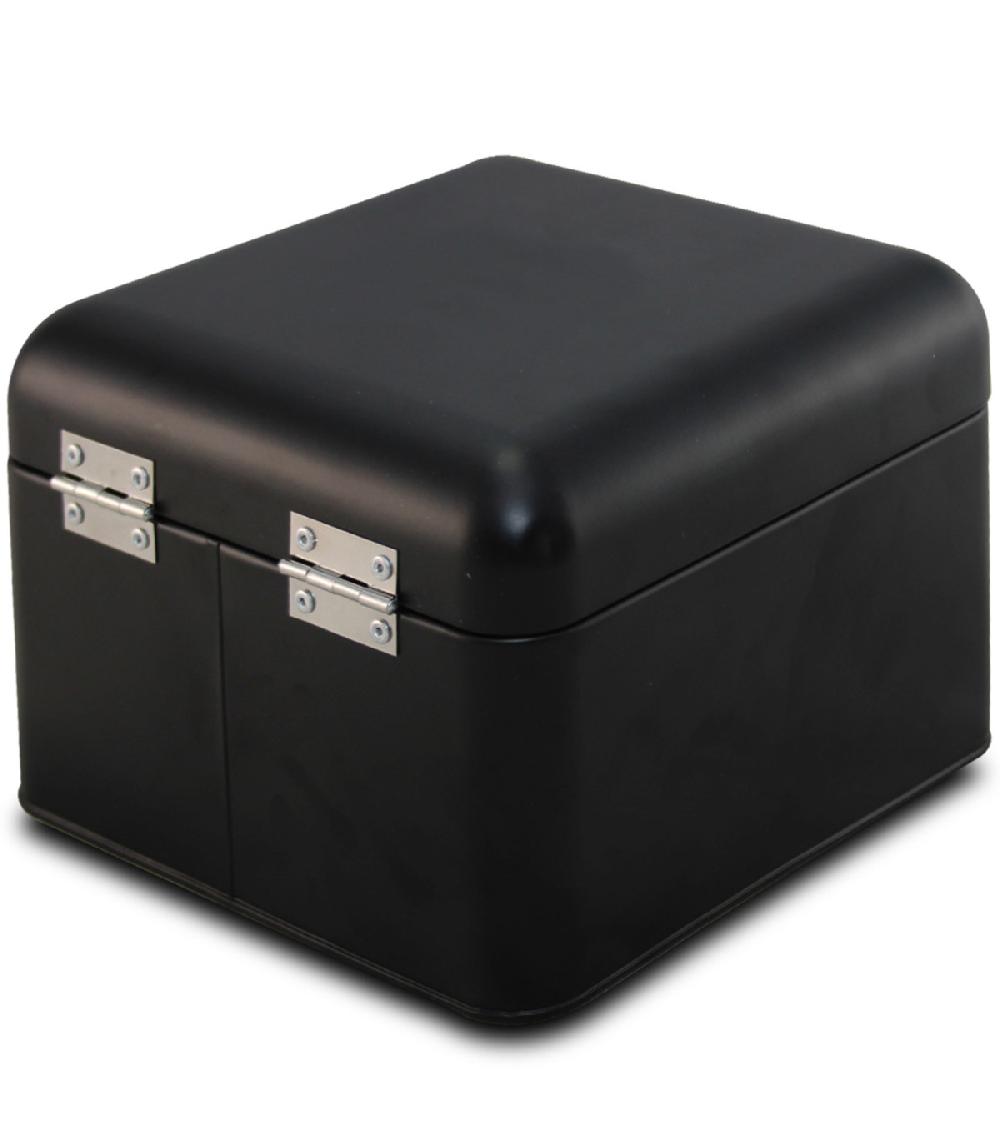 Wadiga Boîte Organisation De La Cuisine En Métal Noir Et Bois 20x20x14cm