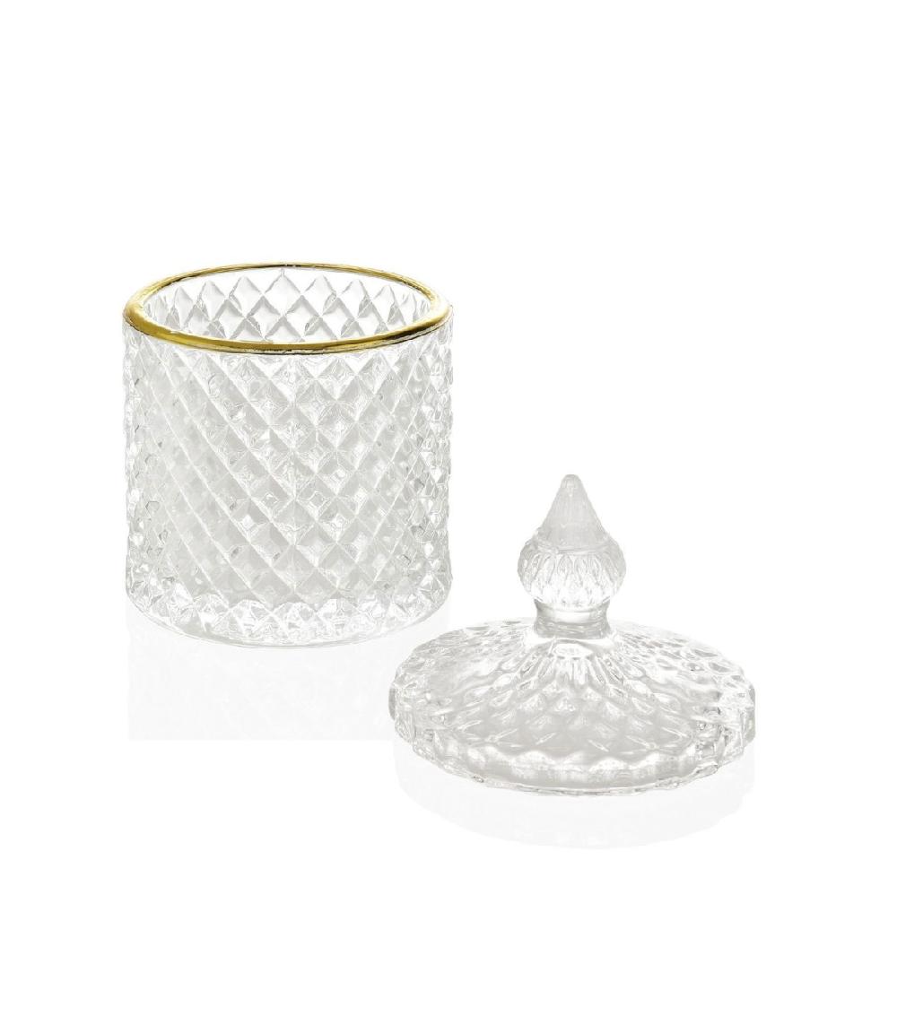 Wadiga Boîte Rangement Coton-Tiges Salle De Bain Verre Et Or