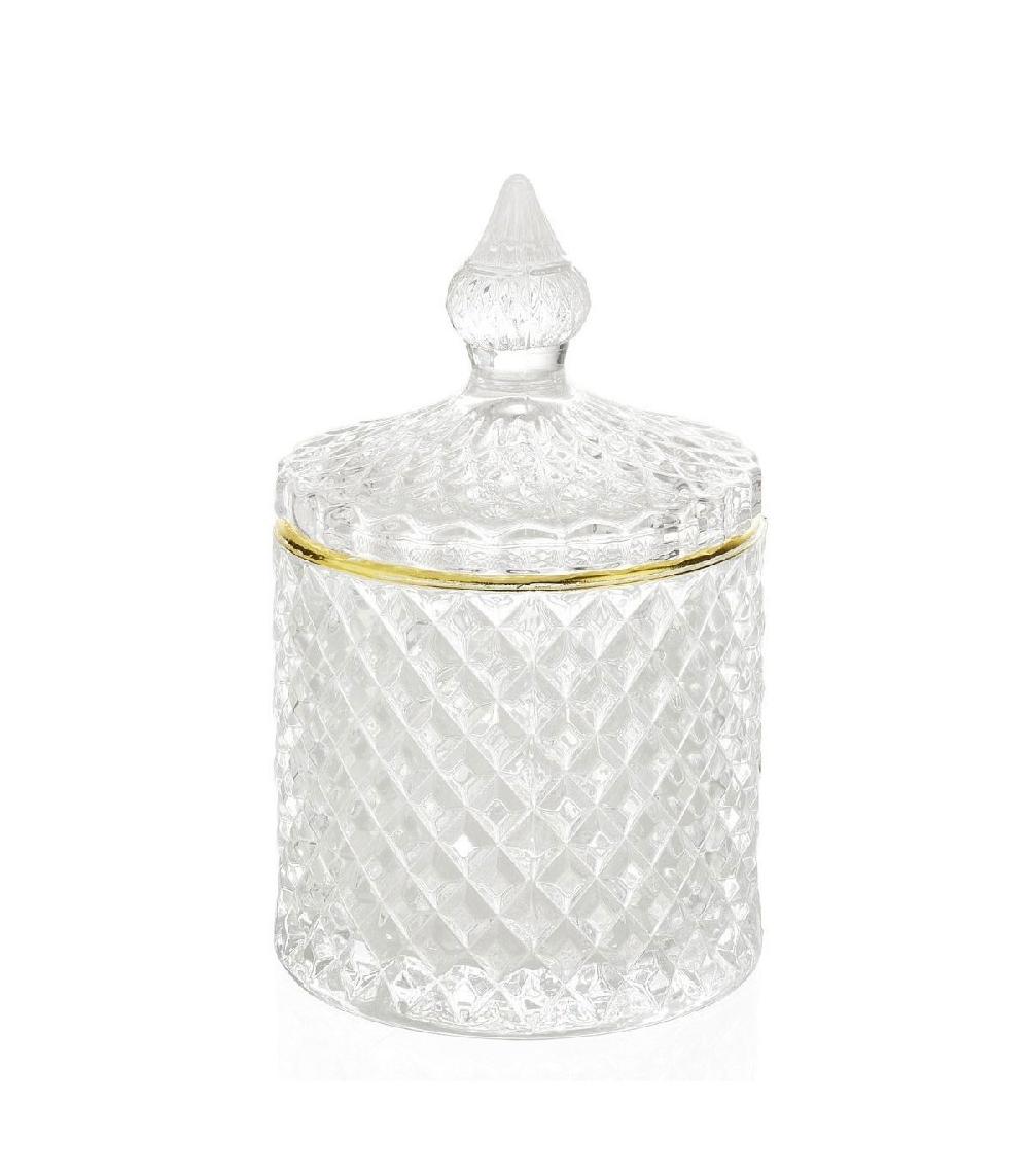 wadiga Boîte Rangement Coton-Tiges Salle de Bain Verre et Or