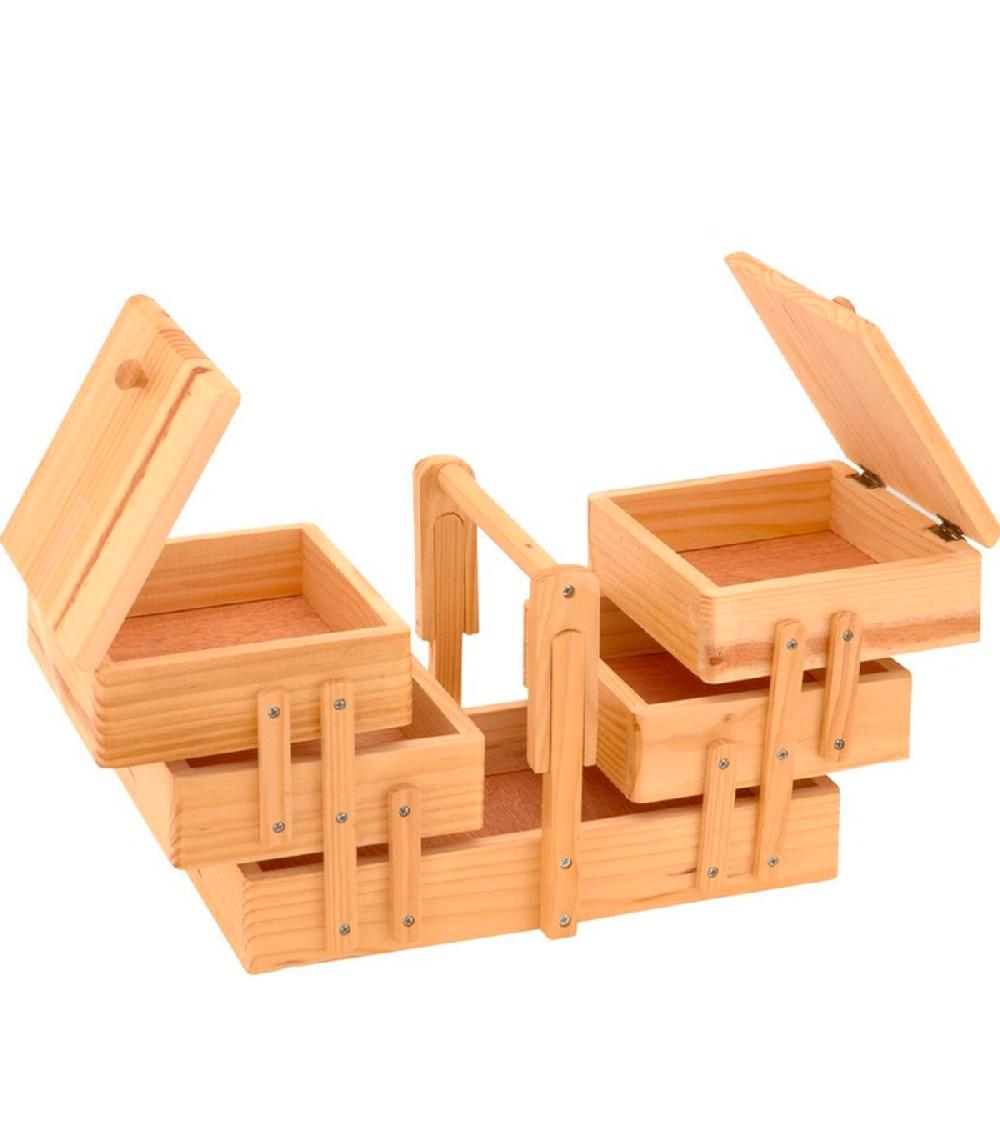 Wadiga Boîte Rangement Couture Travailleuse En Bois 19x19x30cm