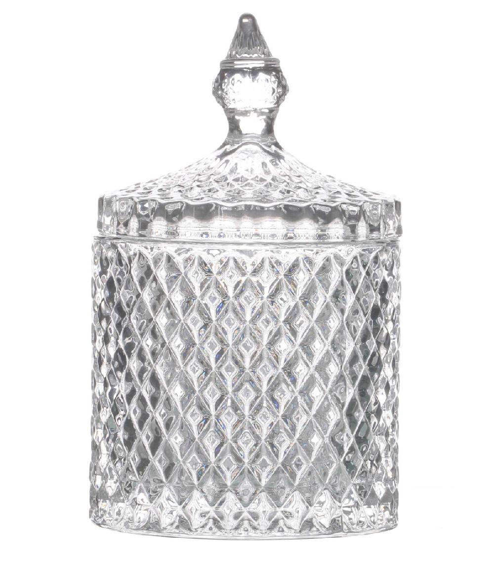 wadiga Boîte Rangement Ronde Salle de Bain Verre - 10.5x17.5cm
