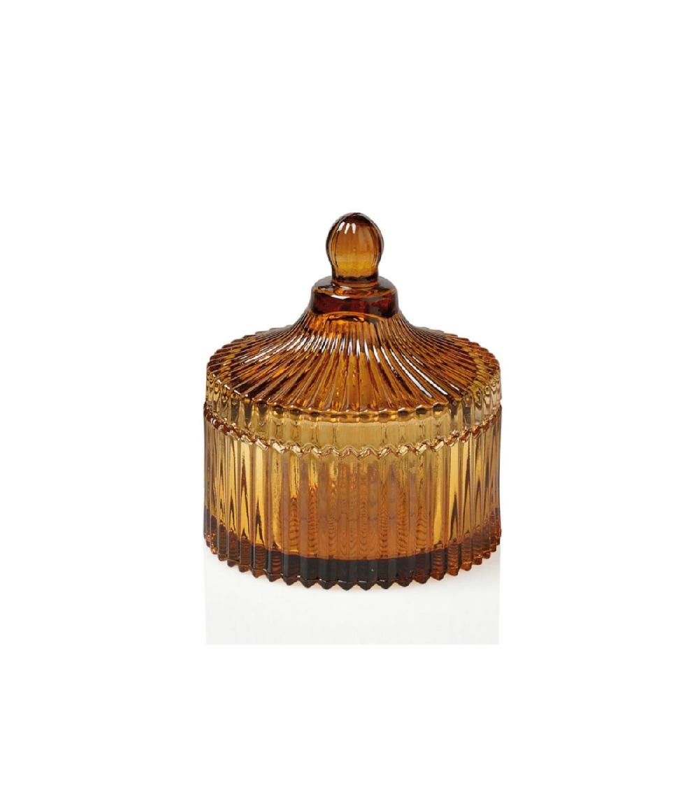 wadiga Boîte Rangement Salle de Bain Verre Ambre - 10 5x12cm