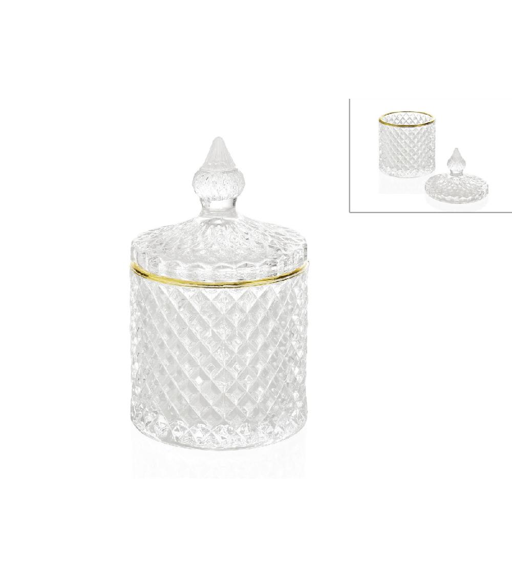 Wadiga Boîte Rangement Salle De Bain Verre Et Or - 8.5x10.5cm