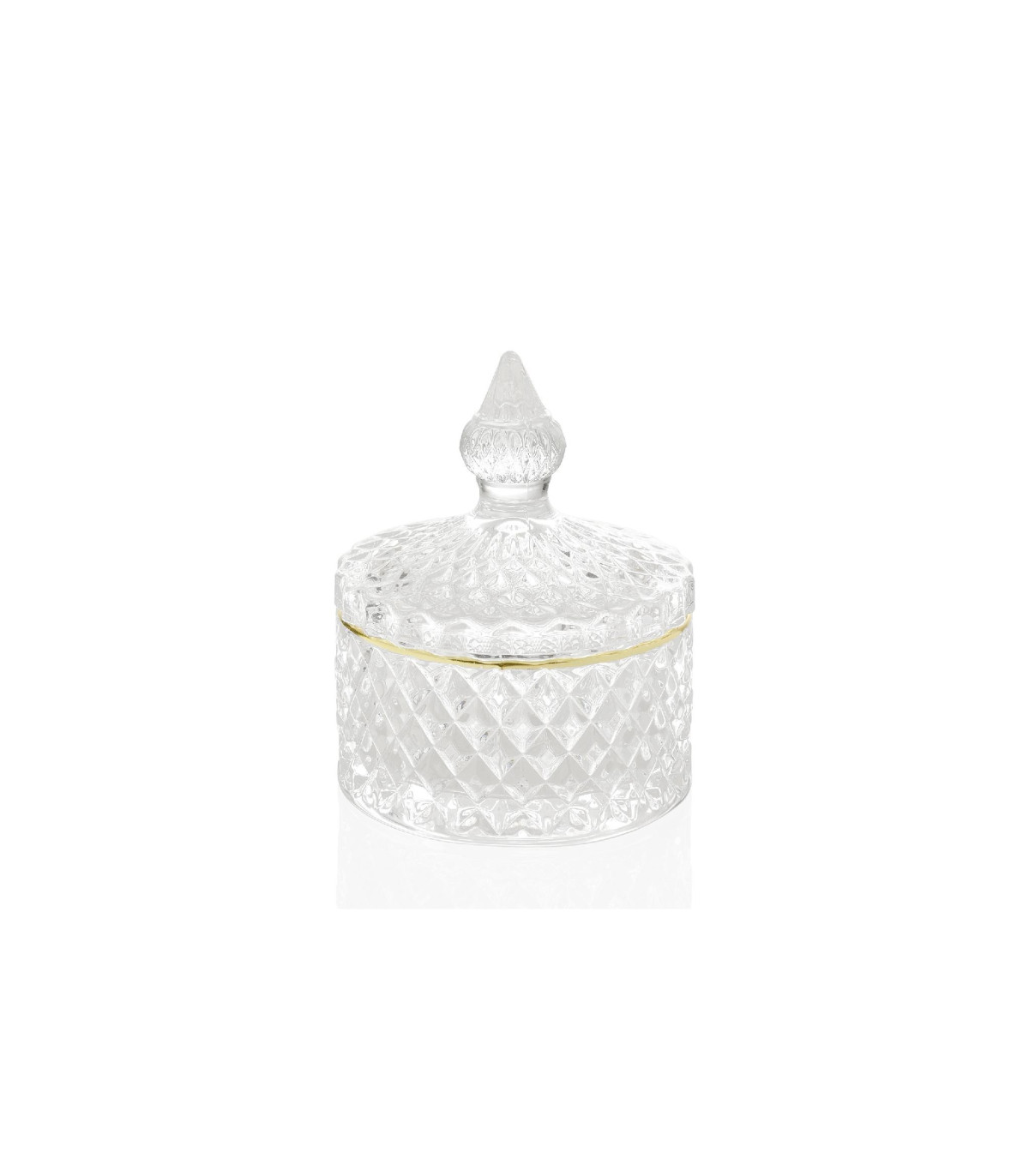 wadiga Boîte Rangement Salle de Bain Verre et Or - 8.5x10.5cm