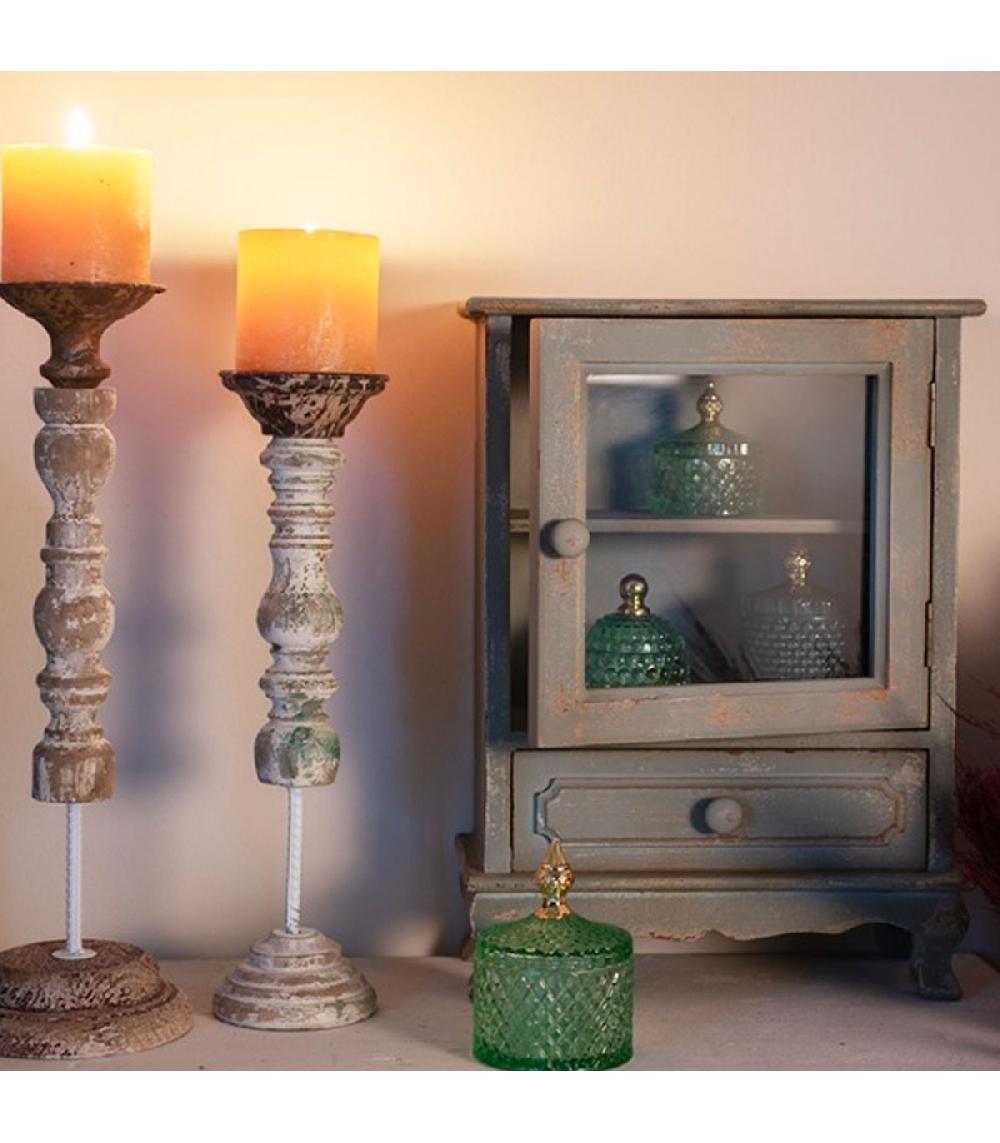 Wadiga Boîte Rangement Salle De Bain Verre Vert Et Doré 9x9x10cm