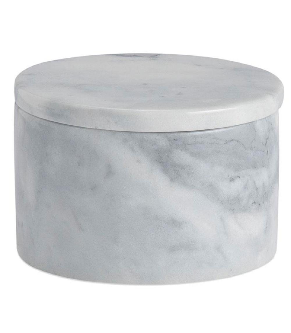 wadiga Boîte salle de bain en marbre blanc 10x10x7cm