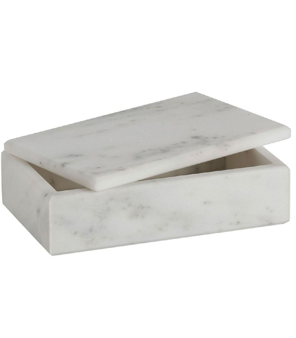 Wadiga Boîte Salle De Bain En Marbre Blanc 20x12x6cm