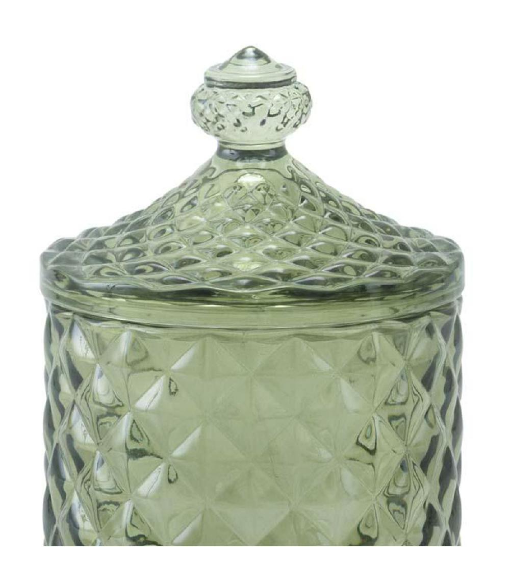 Wadiga Boîte Salle De Bain En Verre Diamant Vert 9.5x9.5x16cm