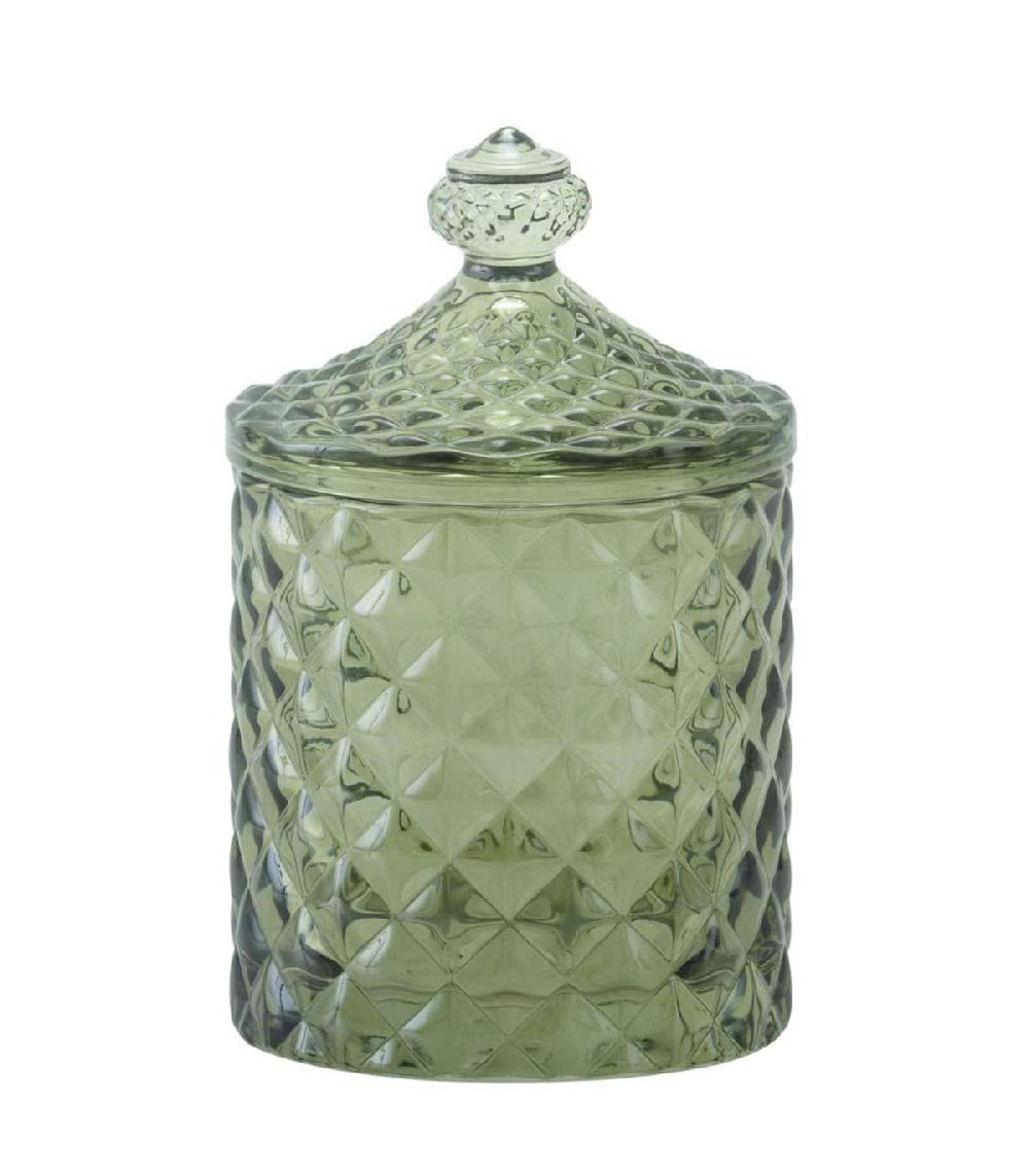 wadiga Boîte salle de bain en verre diamant vert 9.5x9.5x16cm