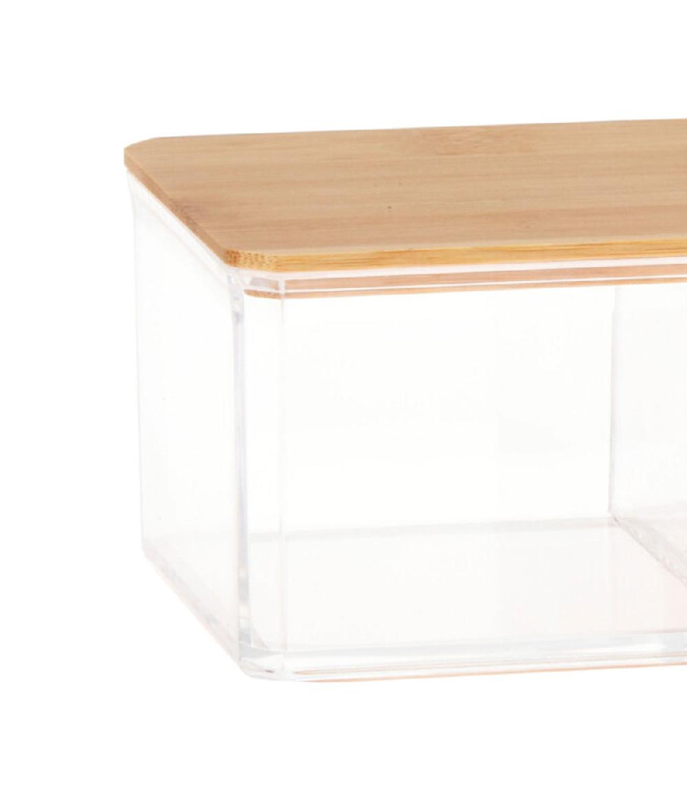 Wadiga Boîte Salle De Bain Organisateur Acrylique Et Bambou - 23.5x9.5x7cm