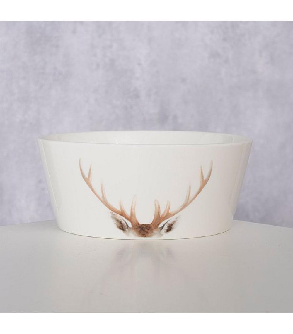 Wadiga Bol En Céramique Blanche Motif Cerf 15x15x7cm