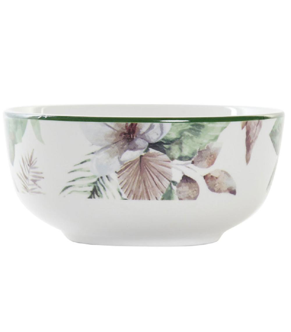 wadiga Bol en porcelaine motif tropical 13.5x13.5x6.5cm