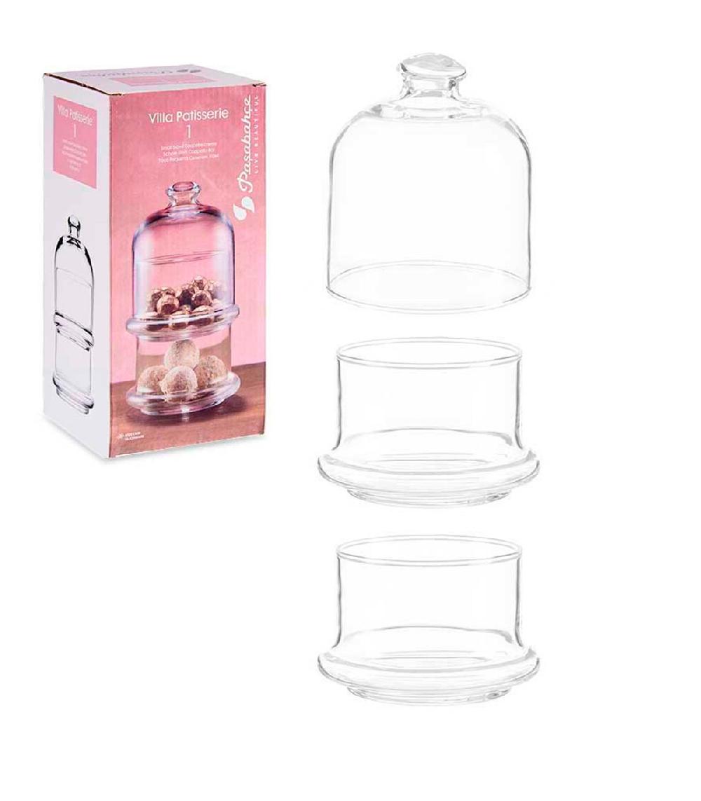 Wadiga Bonbonnière En Verre 2 étages Empilables - 9x9x16.5cm