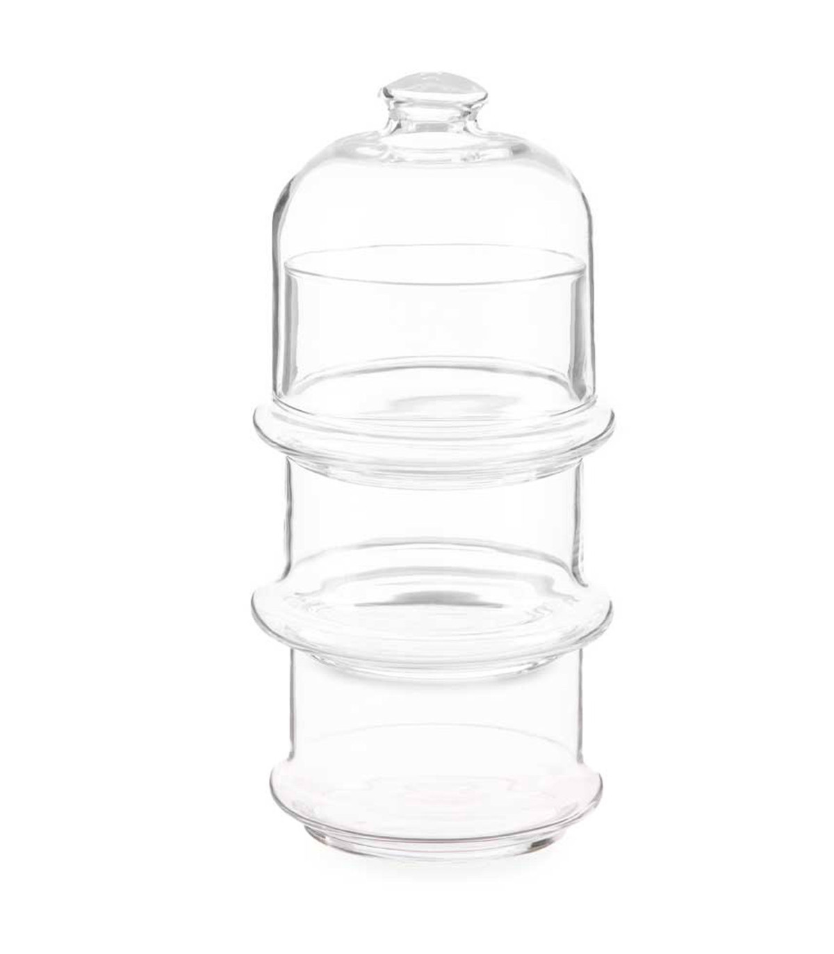 wadiga Bonbonnière en verre 3 étages empilables -10x10x25cm