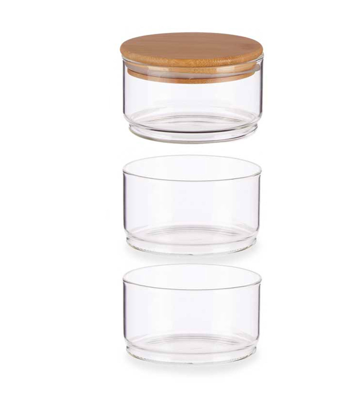 Wadiga Bonbonnière En Verre 3 étages Et Bouchon Hermétique Bambou