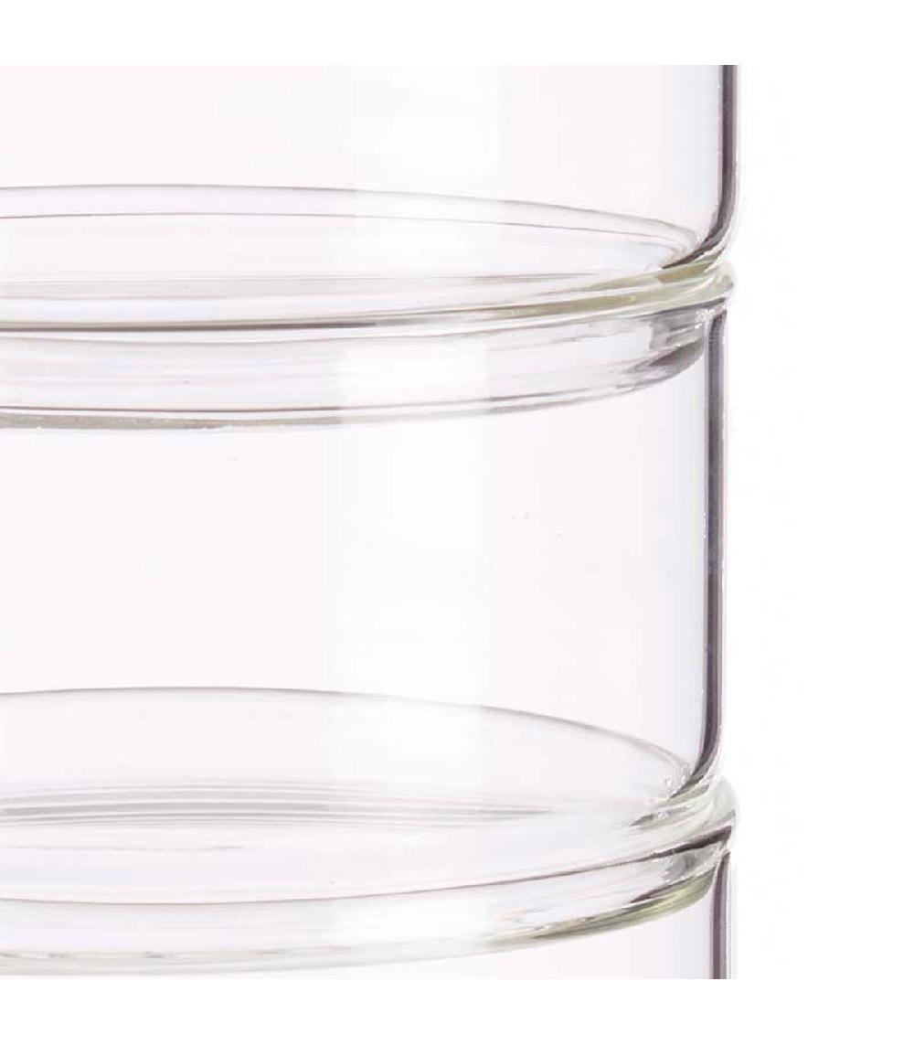 Wadiga Bonbonnière En Verre 3 étages Et Bouchon Hermétique Bambou