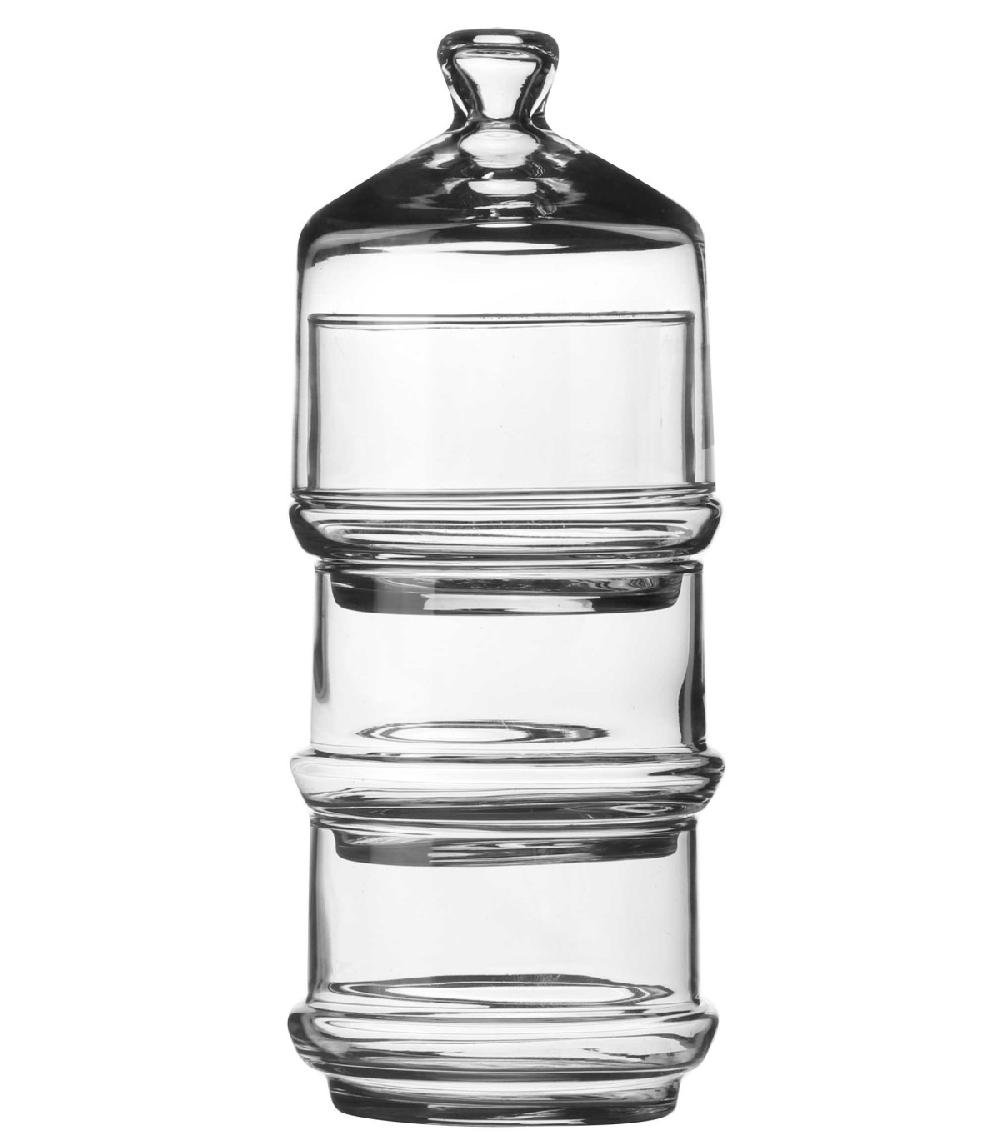 wadiga Bonbonnière en Verre à 3 étages Empilables avec couvercle