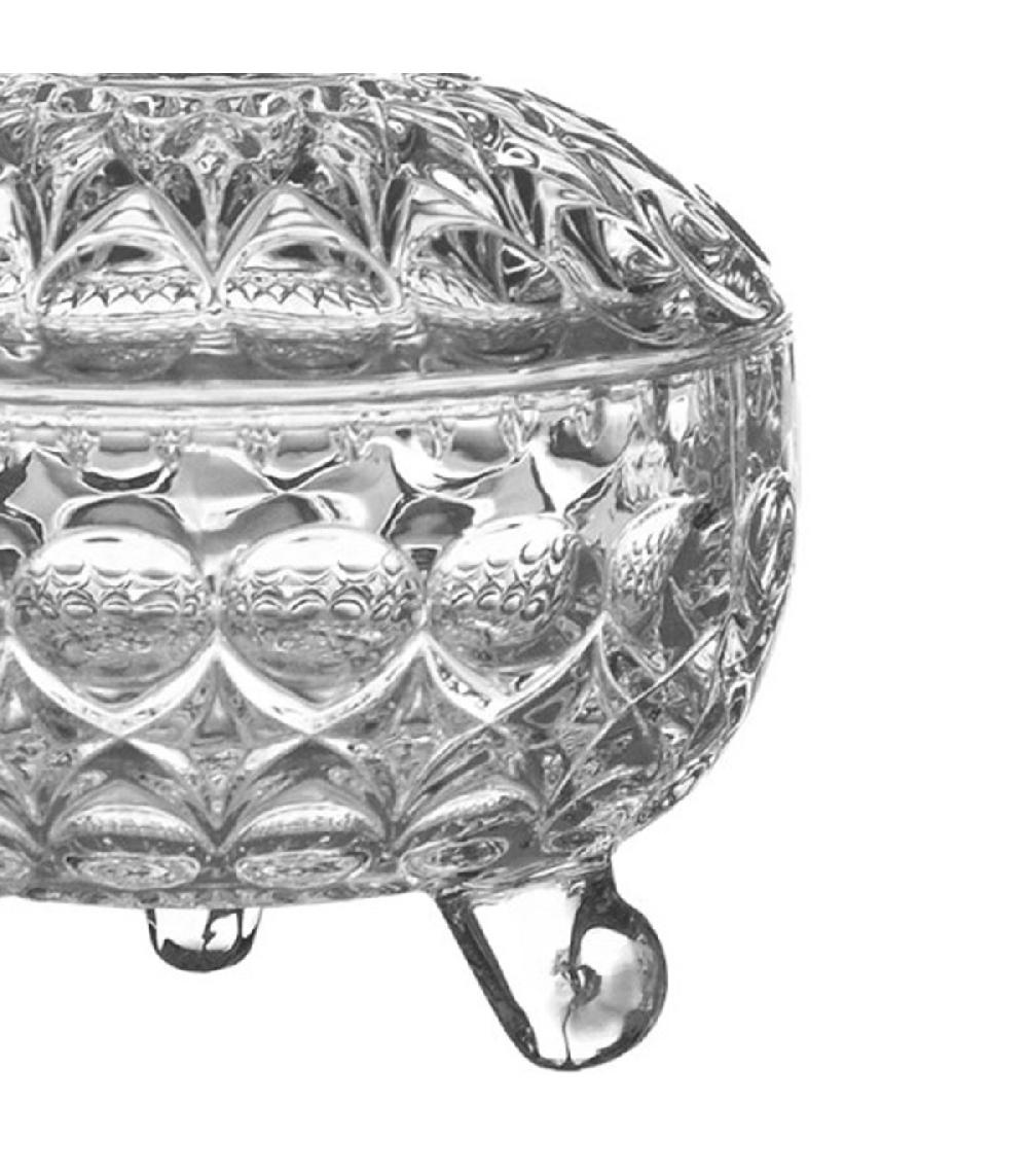 Wadiga Bonbonnière En Verre Taillé Sur Pieds 10x10x12cm