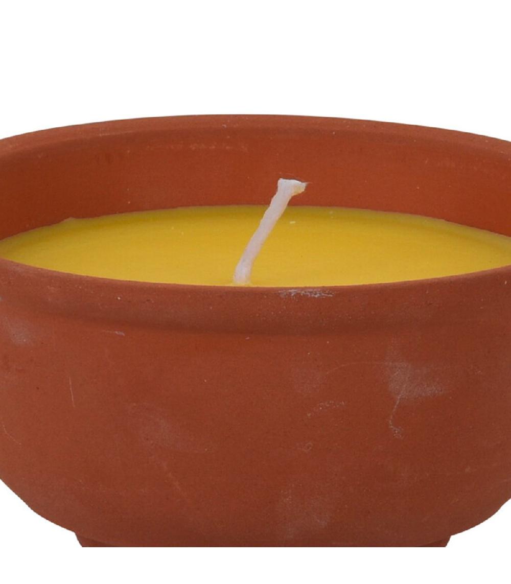 Wadiga Bougie Citronnelle Avec Pot En Terre Cuite - 13x13x6.5cm