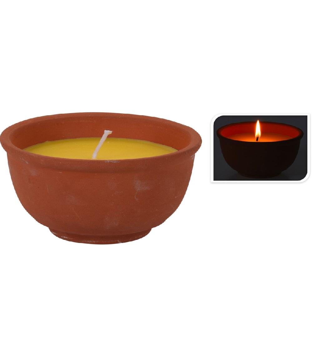 Wadiga Bougie Citronnelle Avec Pot En Terre Cuite - 13x13x6.5cm