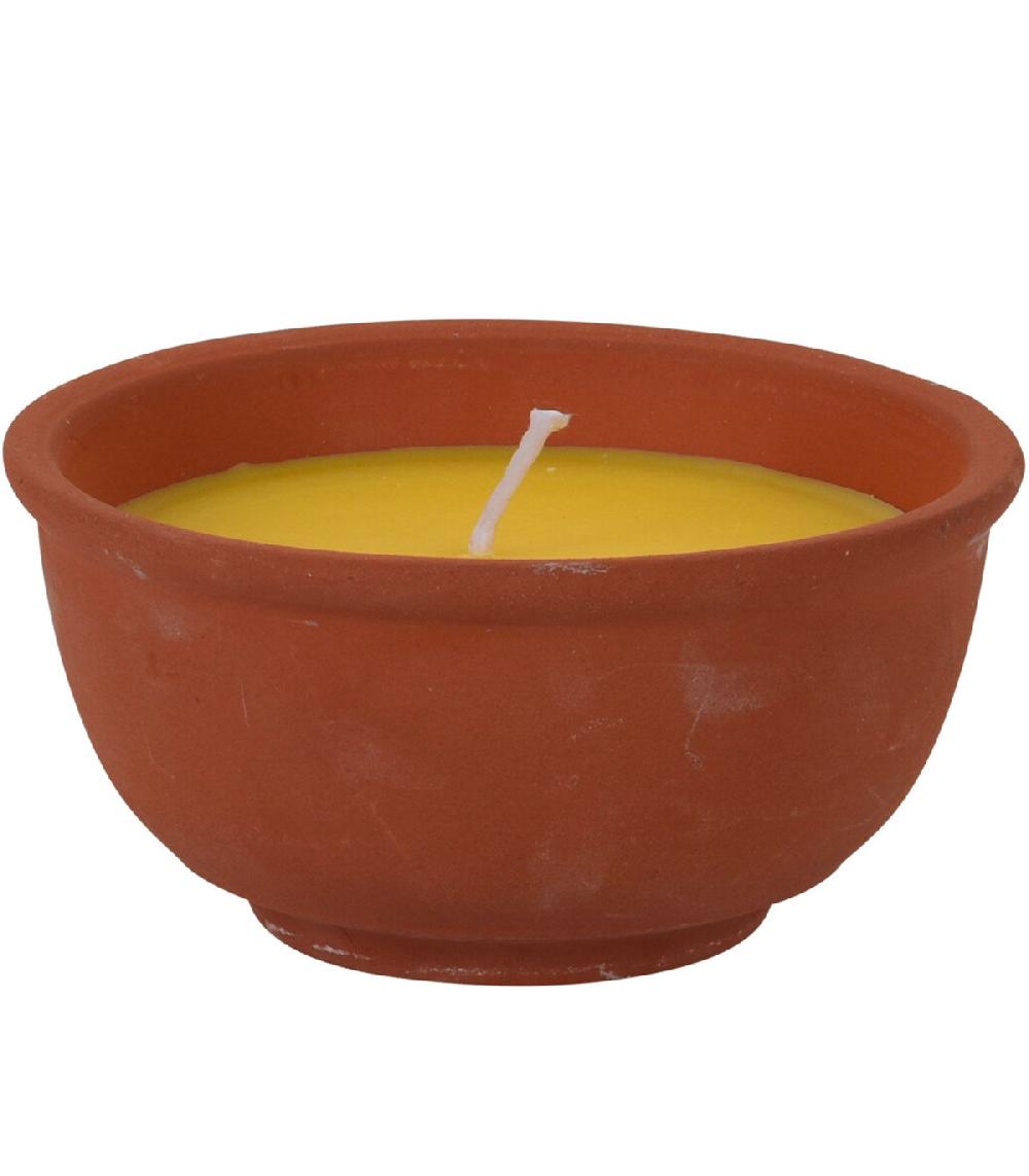 wadiga Bougie citronnelle avec pot en terre cuite - 13x13x6.5cm