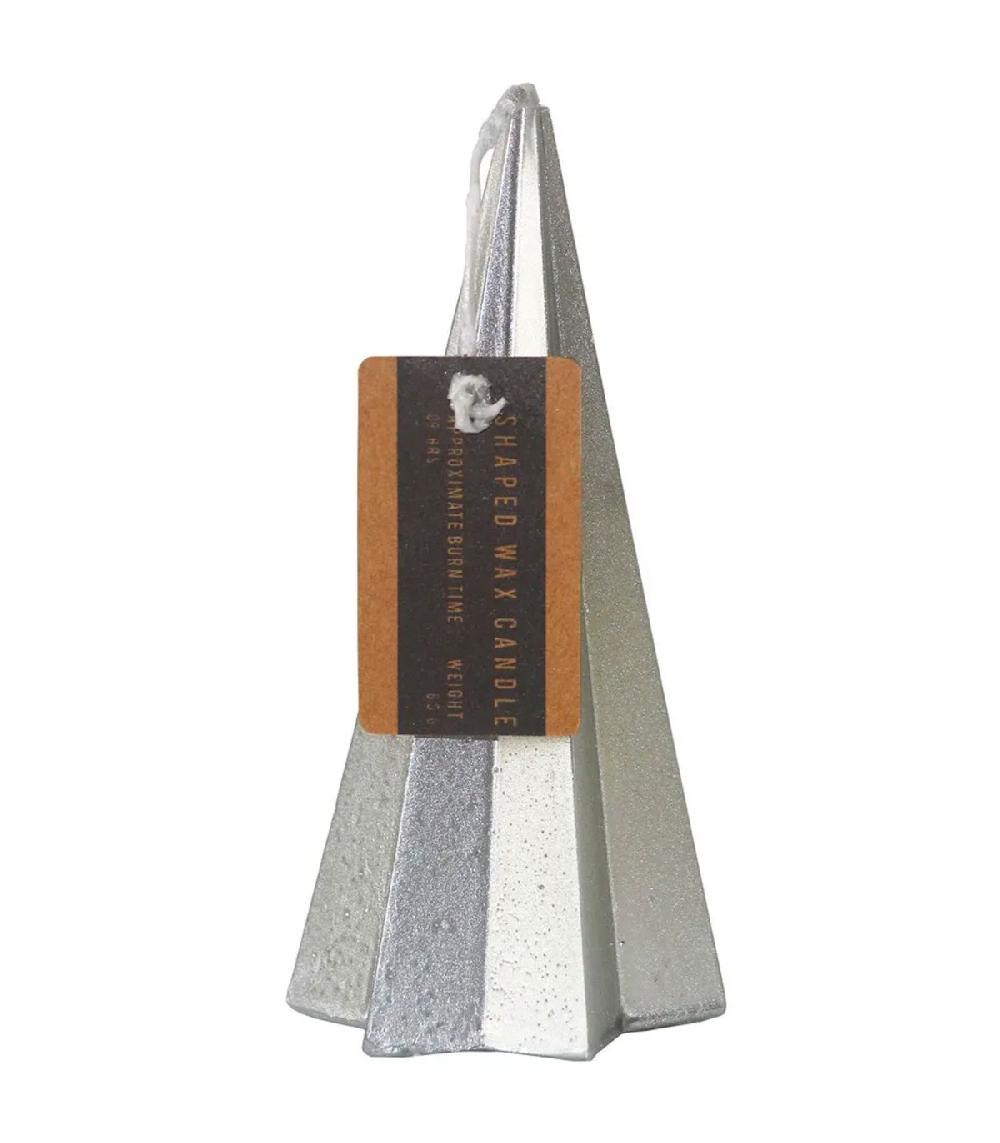 Wadiga Bougie De Noël Argentée Pyramide - 5.5x5.5x11cm