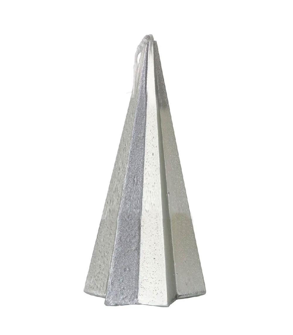 wadiga Bougie de Noël argentée pyramide - 5.5x5.5x11cm