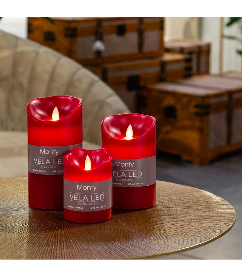 Wadiga Bougie LED Rouge Avec Mouvement De Flamme 9x14cm