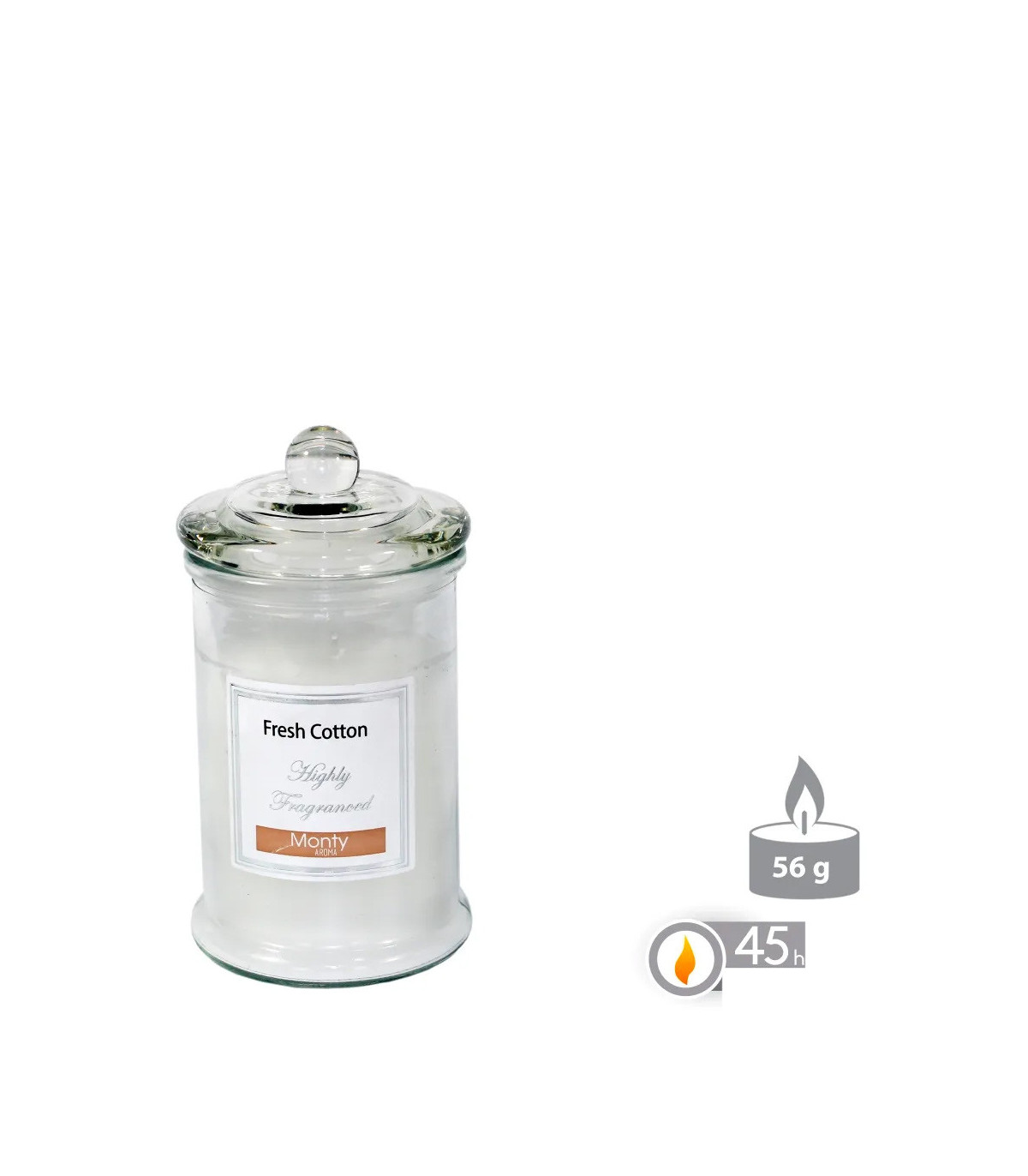 Wadiga Bougie Parfumée Dans Pot En Verre Fresh Cotton - 7.5x14cm