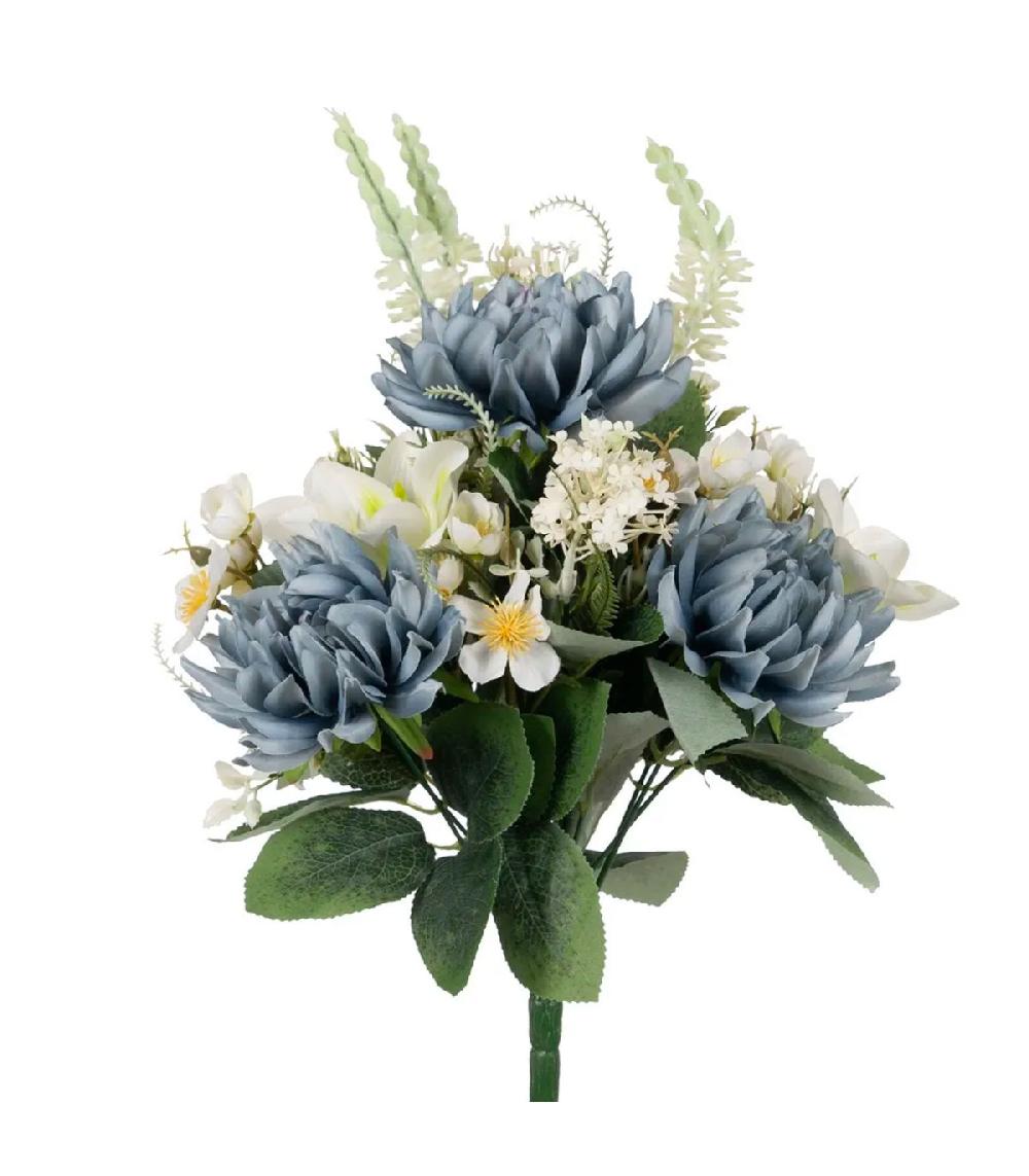 Wadiga Bouquet De Fleurs Bleues Et Blanches En Tissu