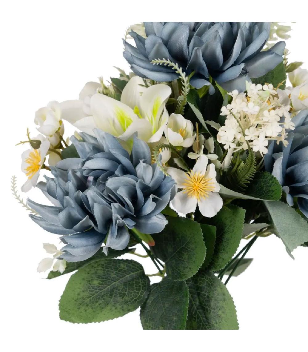 Wadiga Bouquet De Fleurs Bleues Et Blanches En Tissu