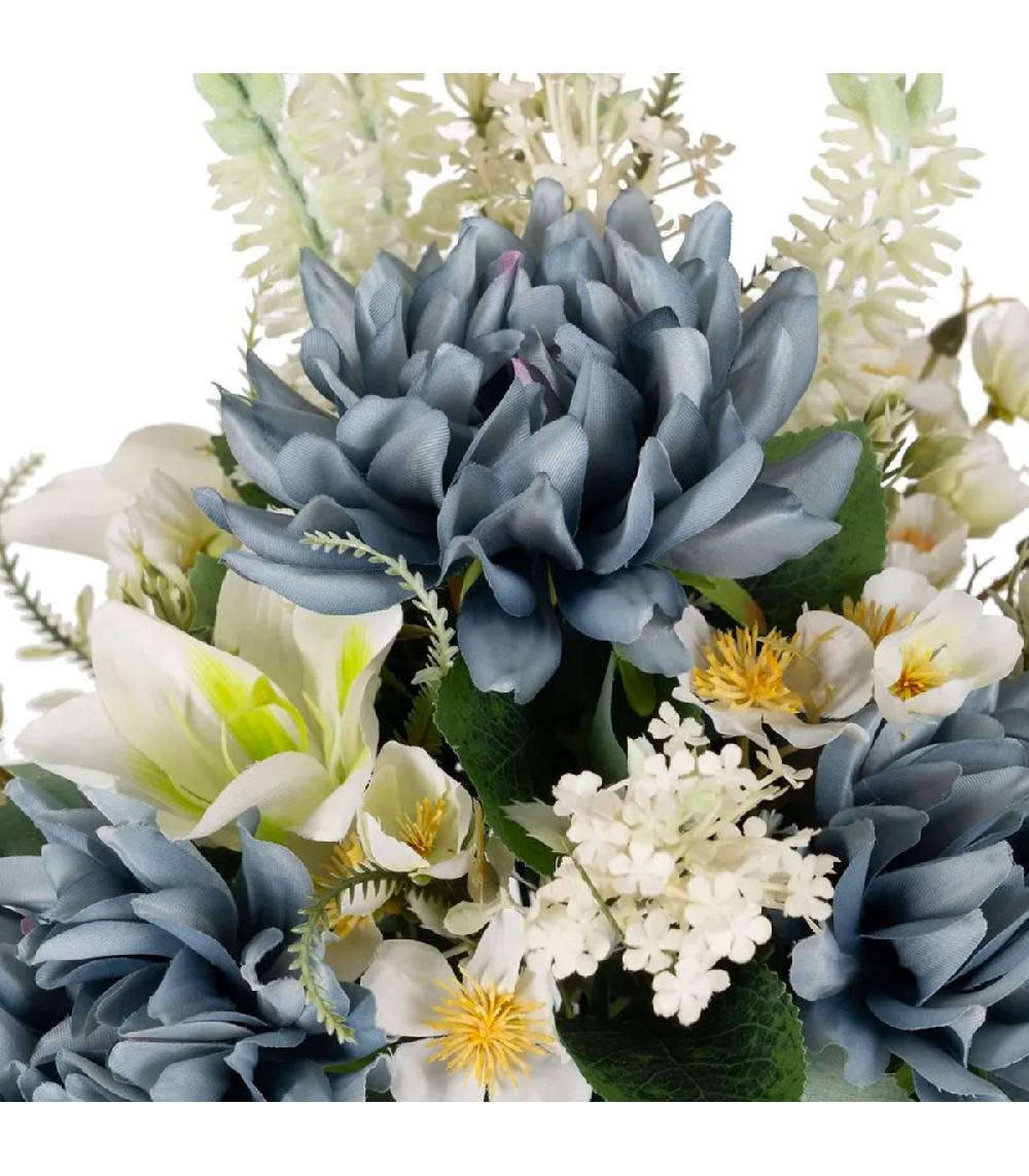 Wadiga Bouquet De Fleurs Bleues Et Blanches En Tissu