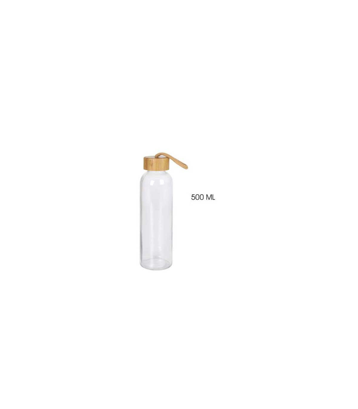 Wadiga Bouteille D'Eau En Verre Réutilisable Bouchon Bambou - 500ml