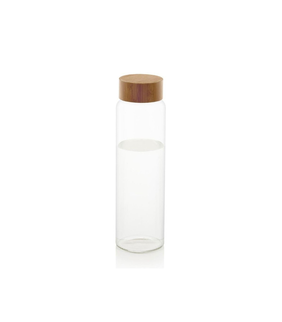 wadiga Bouteille d'Eau en Verre Réutilisable Bouchon Bambou - 1L