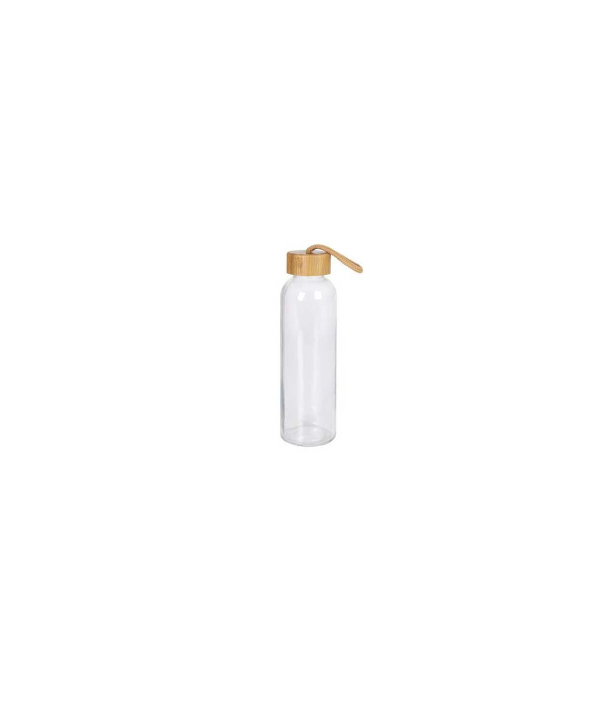 wadiga Bouteille d'Eau en Verre Réutilisable Bouchon Bambou - 500ml